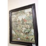 Victorian framed & glazed print of Hunting Scenes in the Colonies