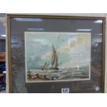 Robert Driscoll, framed and glazed watercolour of sailing craft, possibly a Thames barge. Signed