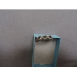 Silver Ring set with Diamonds and Blue Stones