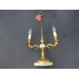 Gilt Brass & Onyx Two Branch Table Lamp