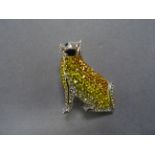 A silver and citrine set cat brooch/pendant