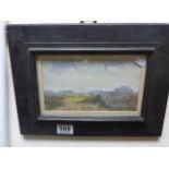 Gwen Jeffery, first half of 20th century Watercolour ' Suffolk Fields', 115 x 208mm, signed, oak