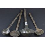 Four Coppered Rustic Hanging Utensils