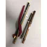 Ebony & Ivory Conductors Baton with Silver Band ( Chester 1901 ) together with Turned Wooden Baton