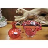 Cranberry Glass Jug and Vase