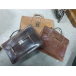 Three vintage leather briefcases/portfolios