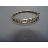 Silver Bangle with Greek Key Design