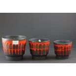 Set of Three West German ' Fat Lava Roth Keramik ' Graduating Planters