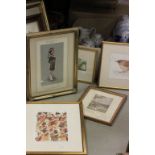 Collection of framed and glazed prints & watercolours to include hunting interest