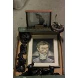 Two Framed and Glazed Pictures of Lester Piggott, Mark Models Limited Edition Model of Lester
