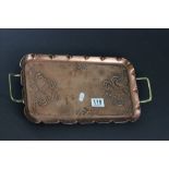 Early 20th century Copper Tray with Twin Brass Handles