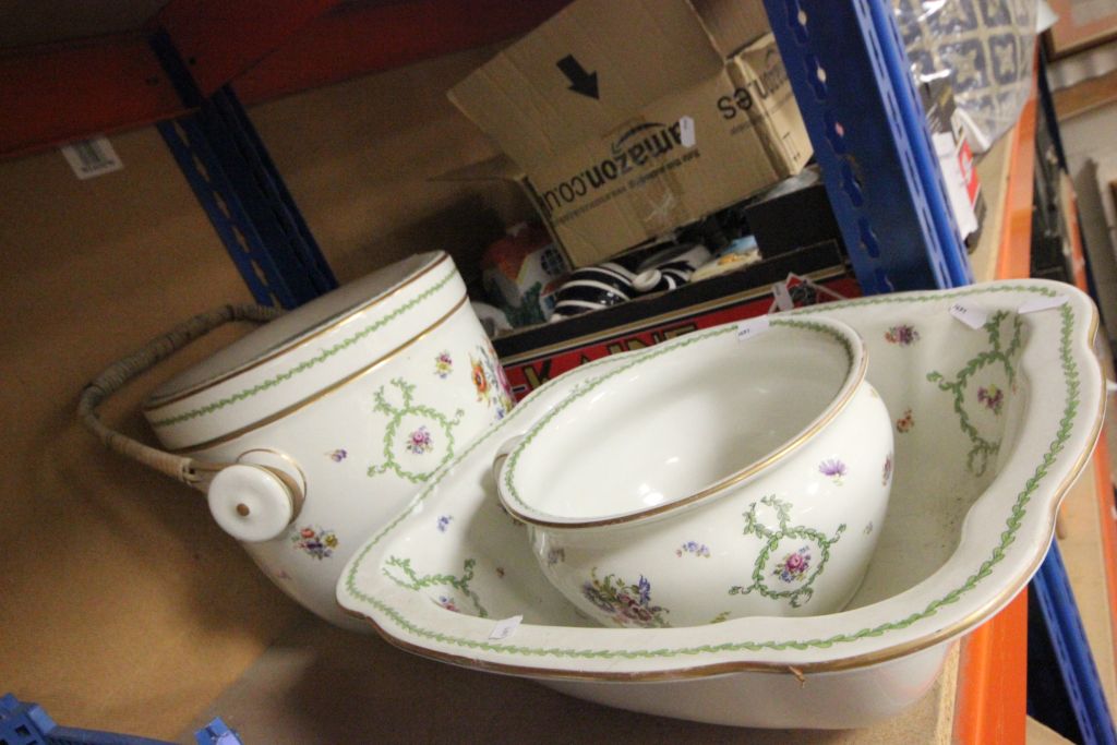 Victorian slop bucket, washbasin and pot
