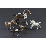 Four Beswick horses plus a donkey