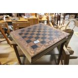 Oak and Leather Top Chess Board