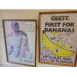 Two Original 1960's/70's Advertising Posters for Geest Bananas, both framed and glazed