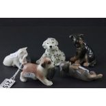 Four Royal Copenhagen Models of Dogs, all with gold stamps - 744, 753, 754 and 747 plus Model of Two