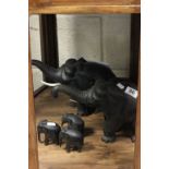 Carved Set of Ebony Elephants from South Africa in 1930's
