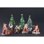 Collection of Royal Copenhagen Christmas Decorations including Three Christmas Trees 387, 758 and