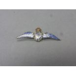 Silver and Enamel RAF Wings Sweetheart Brooch