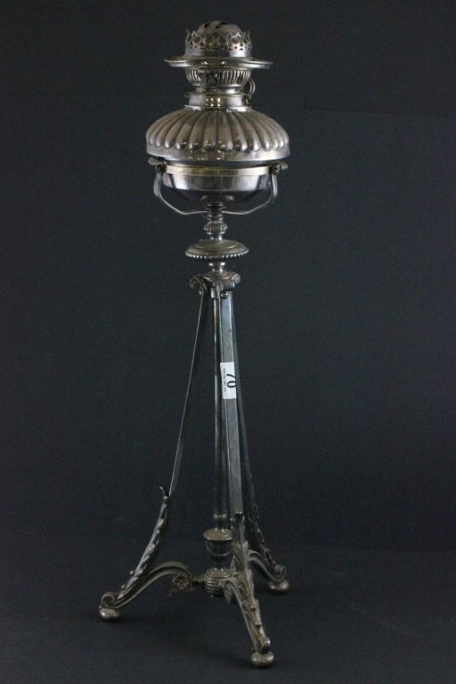 Silver Plated Oil Lamp (lacking shade)