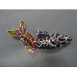 Silver plique a jour brooch in the form of a fish