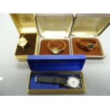 Five Ladies Wristwatches including Garrard and Timor, one Gents, Braille Watch, Three Pendant