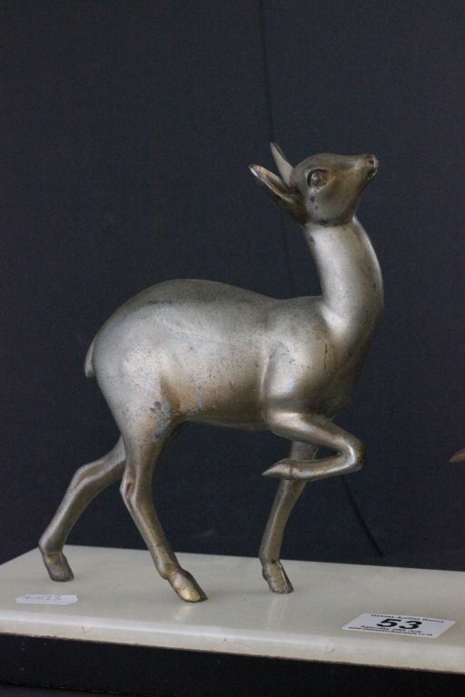 Art Deco Style French Clock, the face marked Silvoz Paris, surmounted by Two Deer - Image 3 of 4