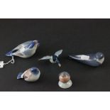 Five Royal Copenhagen Models of Birds - 2482, 2238, 1249, 1189 and 130