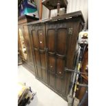 Oak Jacobean Style Two Door Panelled Wardrobe