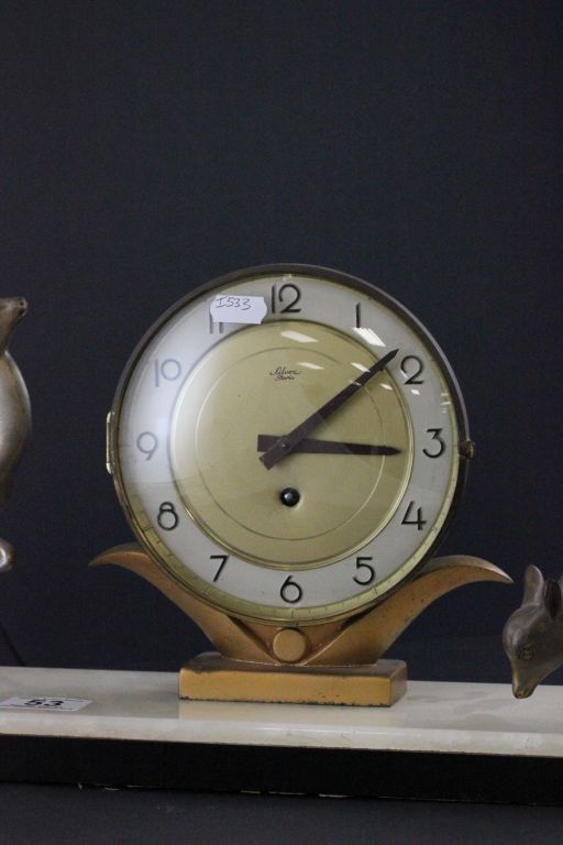 Art Deco Style French Clock, the face marked Silvoz Paris, surmounted by Two Deer - Image 2 of 4