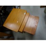 Retro nest of three light oak tables