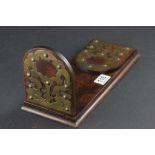 Victorian Burr Walnut and Mahogany Bookslide with Brass Mounts