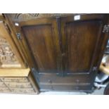 Oak Jacobean Style Low Wardrobe over Two Drawers