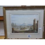 Achille Vianelly 19th century watercolour of the ruins of Pompei signed and dated 1830.