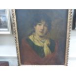 Earl-mid 20C oil on canvas painting of a young traveller girl