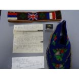 Interesting WW1 handmade belt & slipper covers etc, part of Navy training on HMS Arethusa