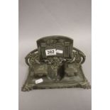 Art Nouveau Pewter Double Inkwell