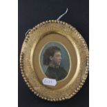 19th century Oval Portrait Miniature of Young Woman in Oval Frame