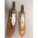 Pair of Tru-Bal Knives in Leather Sheaths
