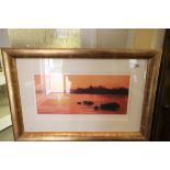 WENDY CORBETT - Giclee of Wallowing Hippos ' Sun Worship', Artist Proof of 45, no. 25, signed in