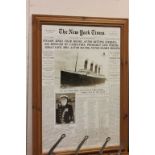 Large Framed and Glazed Print of the front page of The New York Times Newspaper on April 16 1912