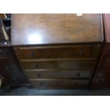 Walnut Veneer Drop Front Bureau