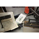 Suitcase of vintage prints & engravings