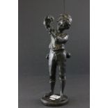 Vintage bronze figure of a boy fishermans signed to base Poitevin