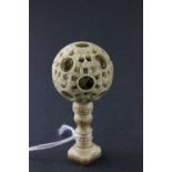 Chinese Ivory Carved Puzzle Ball on Stand