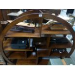 Chinese Hardwood Circular Display Shelf with three drawers below