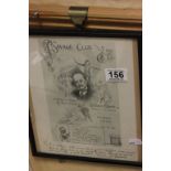 Savage Club Print of Tribute Dinner for J M Barrie with facsimile of a note to G L Stampa from