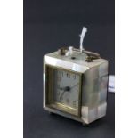 1920's Junghans German Art Deco miniature carriage or travel type clock with mother of pearl