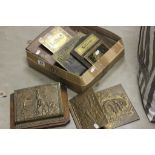 Four Vintage Brass and Wooden Letter Racks