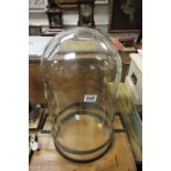 Large glass display dome with metal carry handles